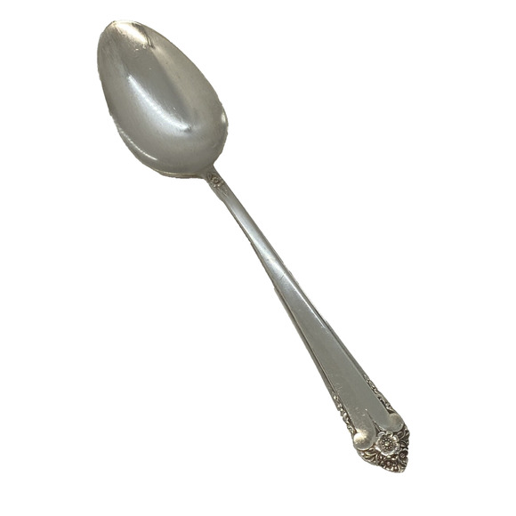 1950 Rogers & Bro 8 1/2” Serving Spoon Reinforced Silver Plate Starlight Pattern - Picture 1 of 12